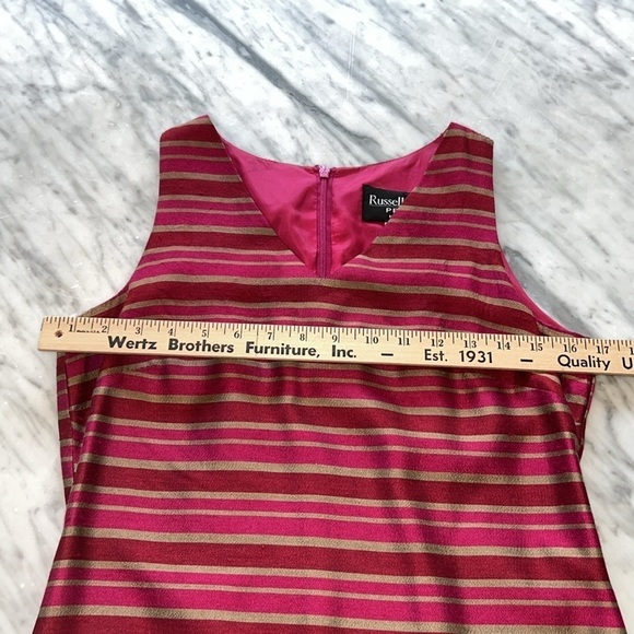 RUSSELL KEMP Striped V-Neck Sheath Dress in Raspberry & Red, Size 6P - Picture 5 of 6